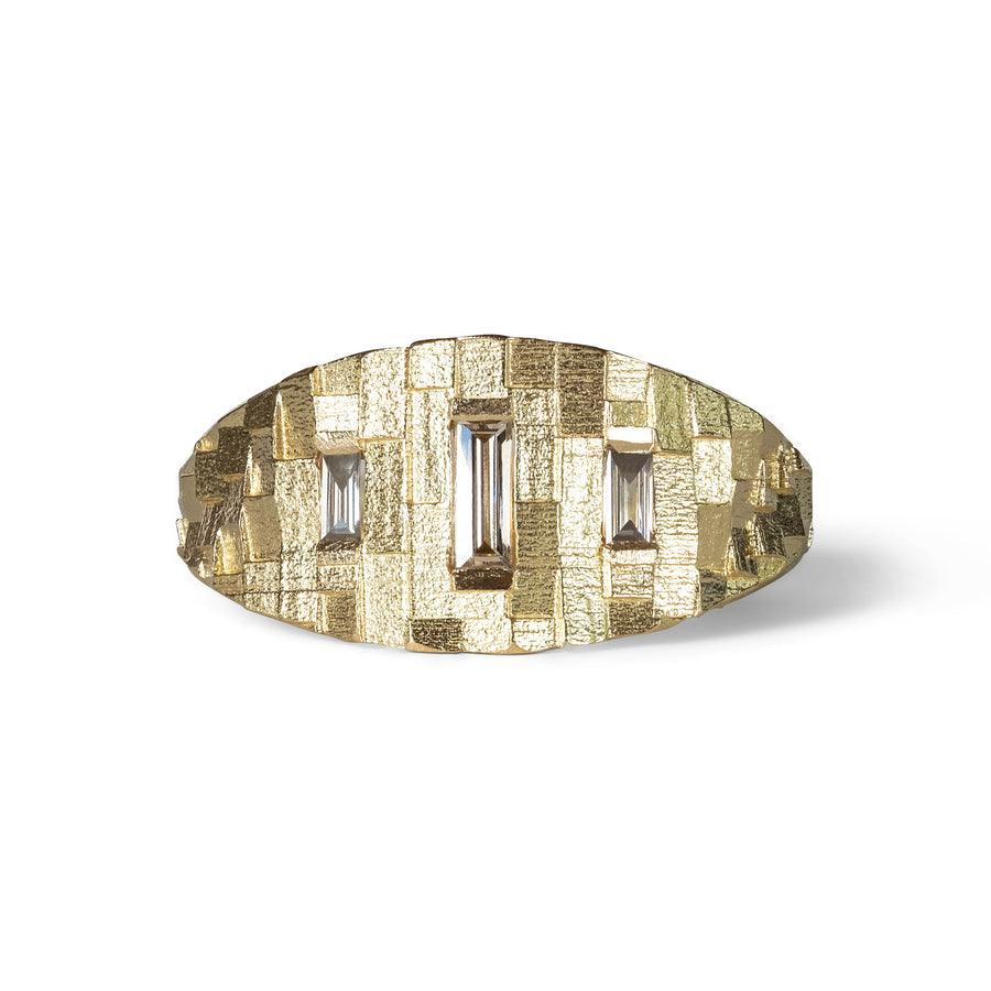 10mm Tapered Deco ring 3 baguette diamonds