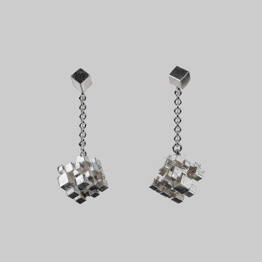 Cube Cube drop earrings - silver