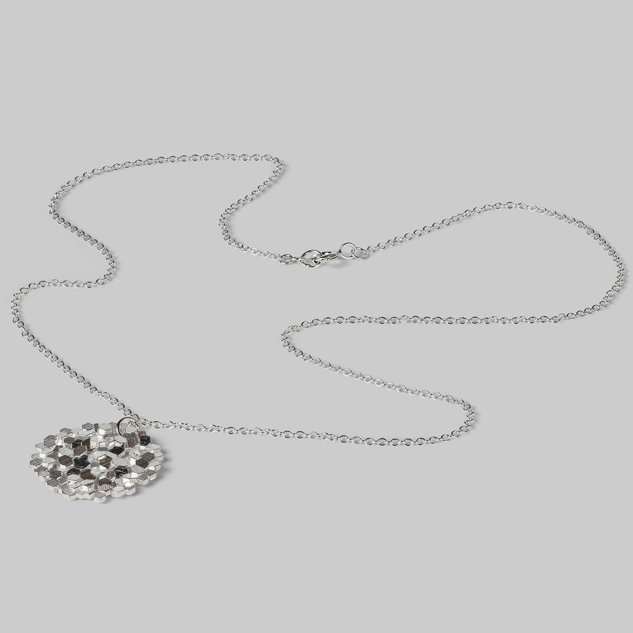 Dappled Hex Pendant - silver