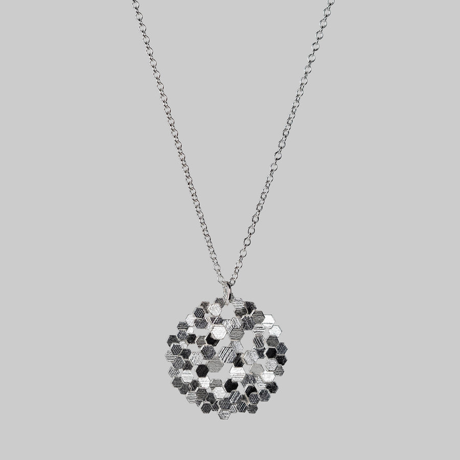 Dappled Hex Pendant - silver