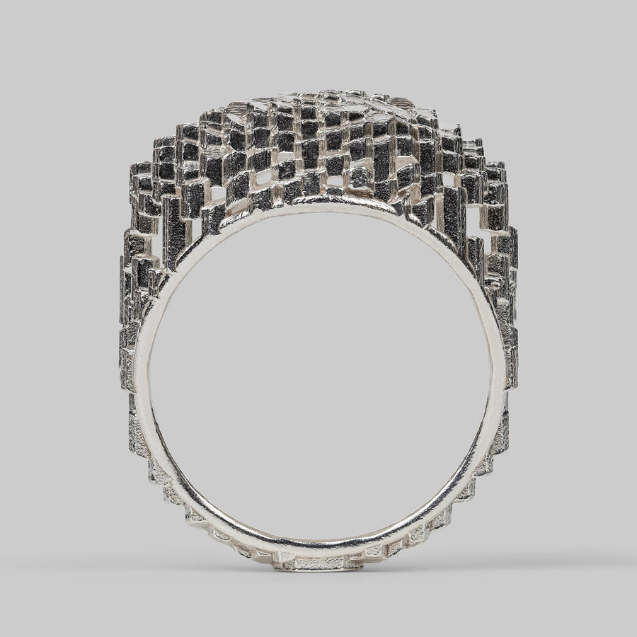 Hex button Ring - Silver