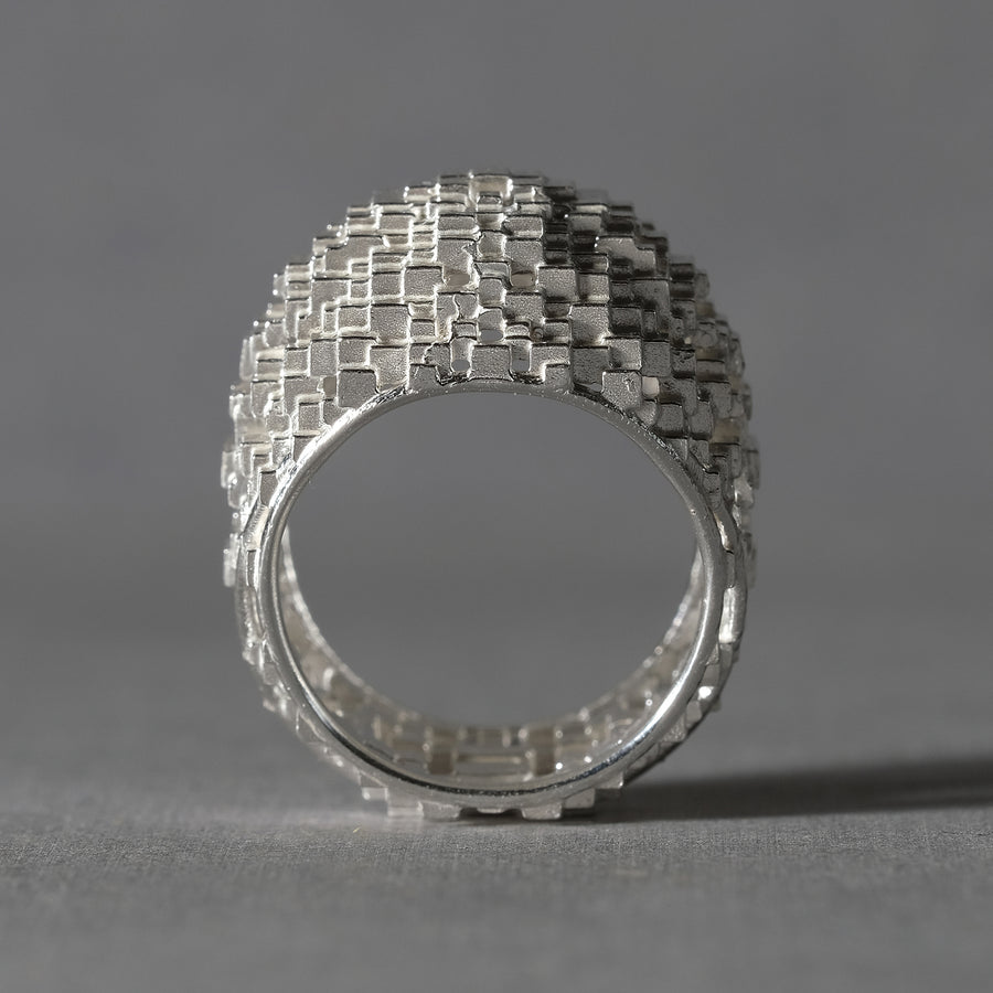 Oval lace ring silver archive piece